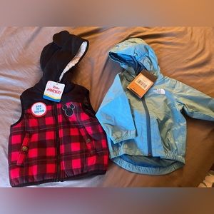 3 Brand New Baby Boy Rainjacket, Vest with Hoodie, Bathrobe. All different sizes